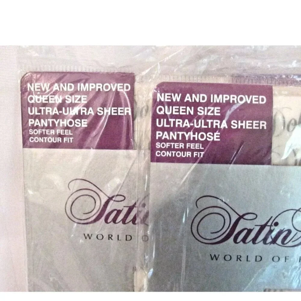 Satin Doll NWT VINTAGE 2 PAIR Size 1X - 2X Ultra Ultra Sheer Pantyhose Ivory